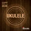 BlackSmith Cleargut-strengepakke merket Concert, med stor ukuleletekst på mørk trebakgrunn