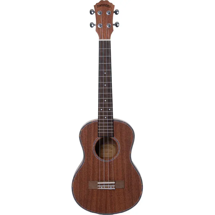 Santana U4 T tenorukulele i mørk mahogni med lang hals, sett forfra