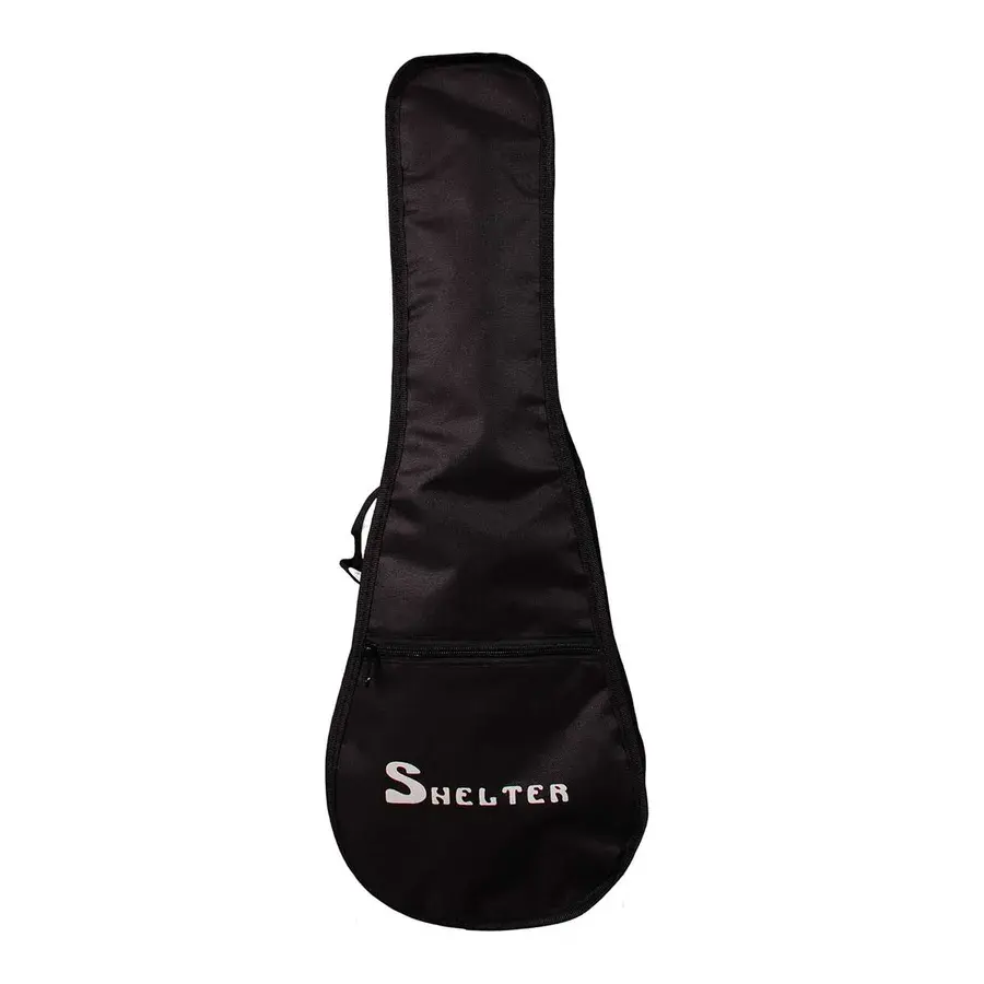 Shelter UBAG10-C, svart bag til konsertukulele med glidelåslomme foran og håndtak på siden